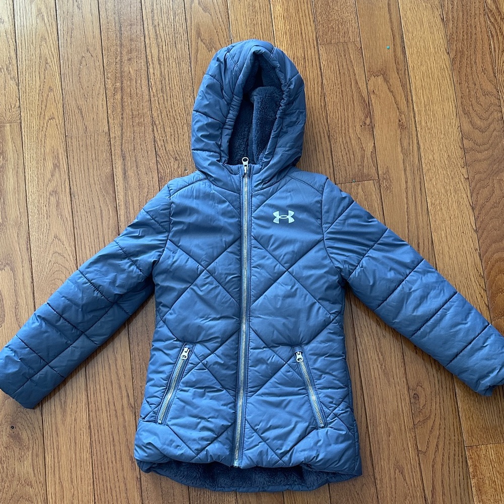 Under Armour Kids Quilted Navy Hooded Puffer Jacket